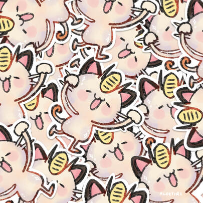 Derp Meowth Pokemon Stickers